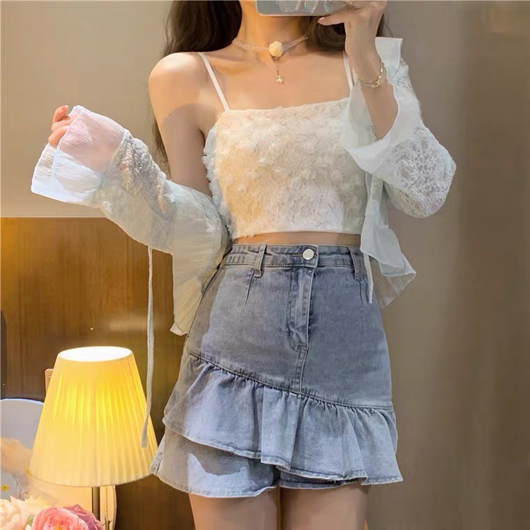 Áo bra ren 2 dây dáng croptop cao cấp,áo ngực kèm mút nâng,áo quây ngực 2 dây ren hoa hồng BR586