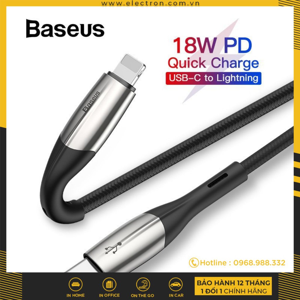 Cáp sạc nhanh Type C to Lightning Baseus Horizontal Data PD (18W, Power Delivery Fast Charge, C to iPhone Cable)