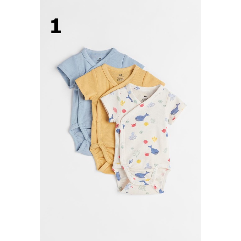 Set 3 bodysuits ngắn tay bé sơ sinh, mẫu 2022, có nhiều màu, Hờ mờ US săn SALE
