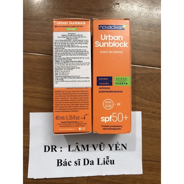 Novaclear+ URBAN SUNBLOCK SPF 50+ . Kem Chống Nắng Bảo Vệ Toàn Diện SPF 50+ - Dr.Lâm Vũ Yến