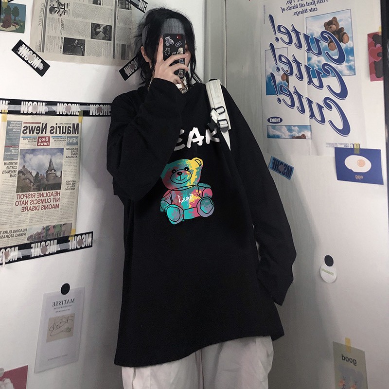 Áo thun tay dài form rộng Abear NEKO.SG, Áo thun Streetwear ulzzang SWT23