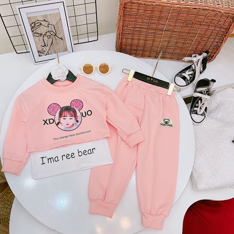 ĐỒ BỘ THU ĐÔNG BÉ GÁI BEE BEAR CHẤT DA CÁ QUẢNG CHÂU LOẠI 1 ĐỘC ĐÁO HOT NHẤT THU 2021 SIZE 11-22KG - CÓ ÁO LÓT