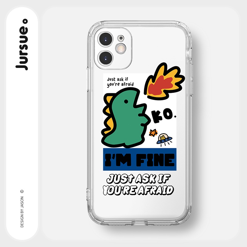 Ốp lưng JURSUE viền vuông hoạt hình dễ thương đẹp cho iPhone 13 12 11 Pro Max SE 2020 X XR XS ip 8 7 6 6S Plus kute Y224