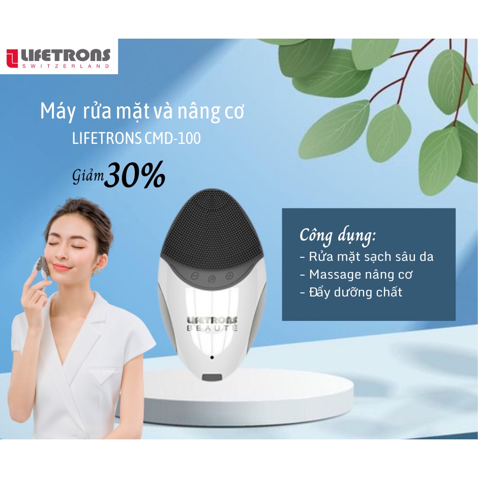 Máy Rửa Mặt Và Nâng Cơ Lifetrons CMD-100 vừa giúp rửa sạch mặt vừa giúp làm căng da mặt, tẩy da chết hiệu quả