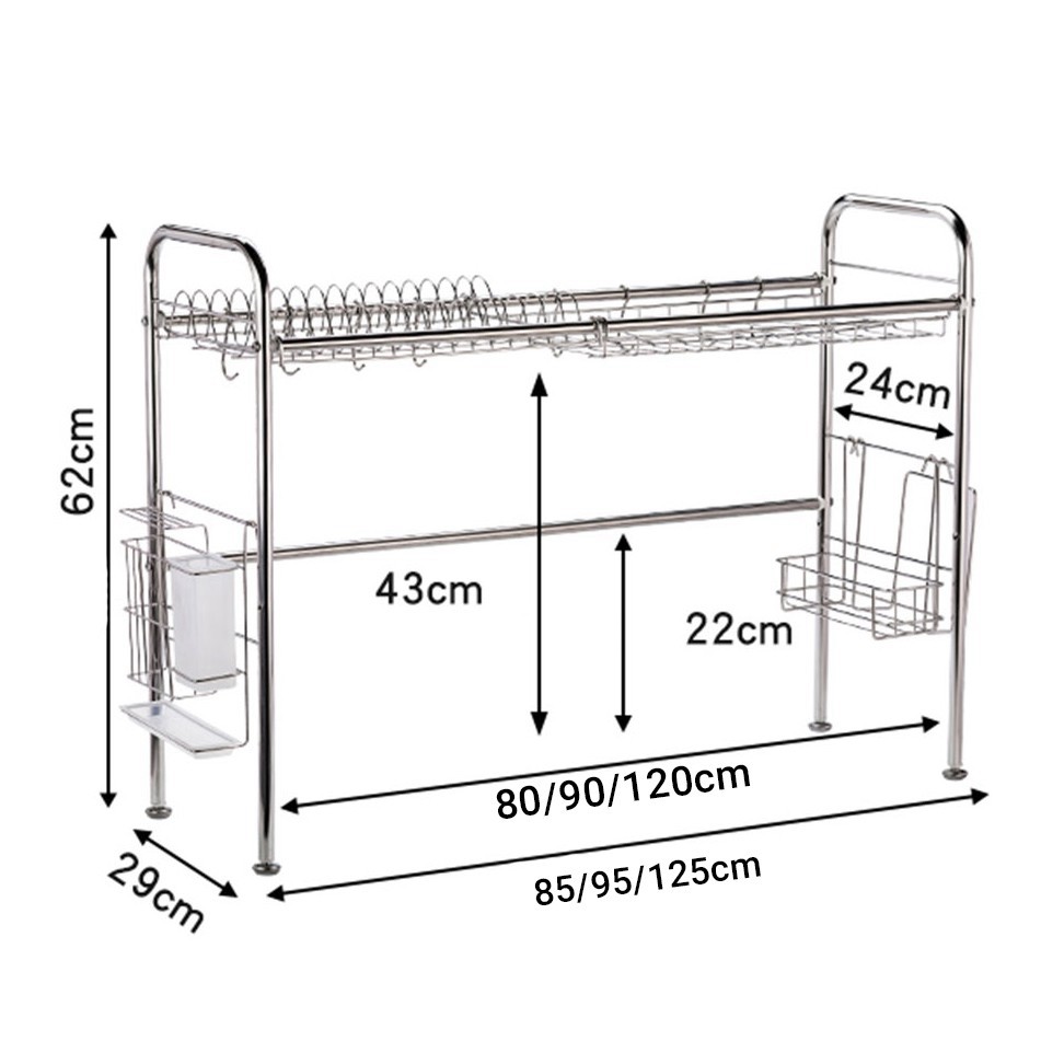 Giá Kệ Để Bát Đũa Inox Thông Minh Bát, Đũa, Dao, Thớt Đa Năng VANDO (Inox 304 cao cấp chống gỉ siêu bền)