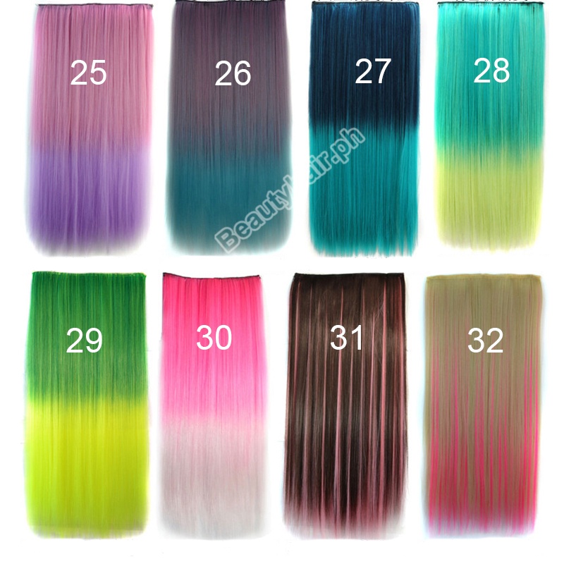 Phần Tóc Giả Làm Dày Dài Thẳng, Nhuộm Màu Tóc Xoăn, Hồng, Xanh Dương, Xanh Da Trời