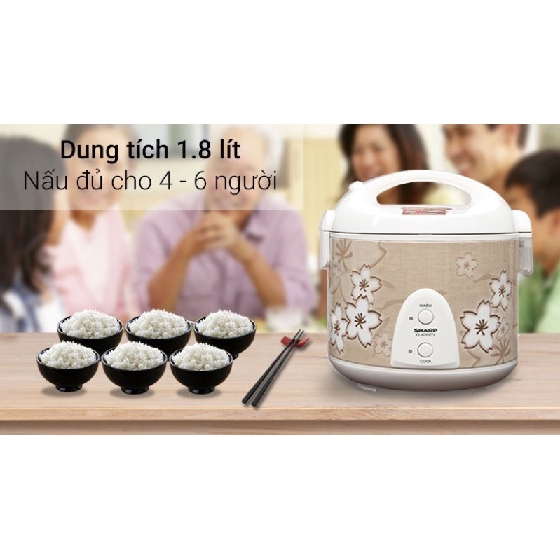 Nồi cơm điện Sharp 1.8 lít KS-N191ETV hàng trưng bầy % bảo hành chính hãng 12T
