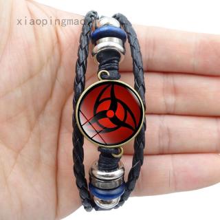 Vòng tay dây da bện mặt hình mắt Anime Naruto Sharingan