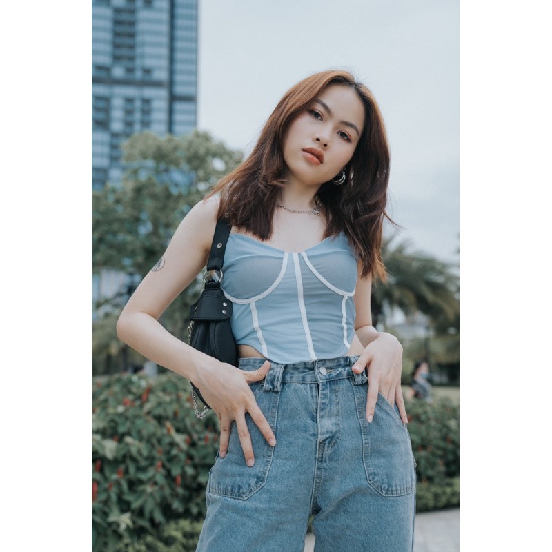 #seeka BLUEEE CORSET - Áo corset xanh biển cá tính