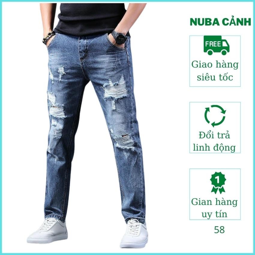Quần jean nam màu xanh rách xước cao cấp đẹp giá rẻ,quần bò TAKA 102 | BigBuy360 - bigbuy360.vn