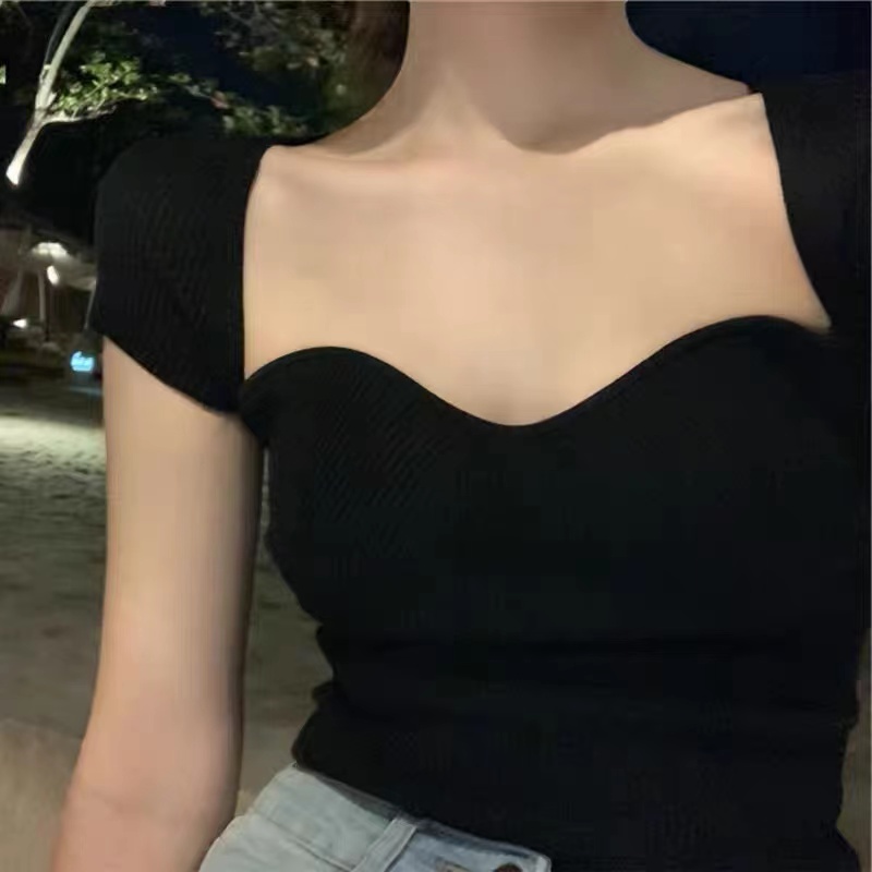 DUNEA Áo Thun Ngắn Tay Cổ Vuông Gợi Cảm Dành Cho Nữ