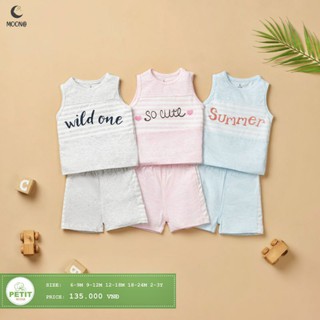 Moon -  XẢ KHO Bộ ba lỗ Moon vải petit cho bé 6-17kg