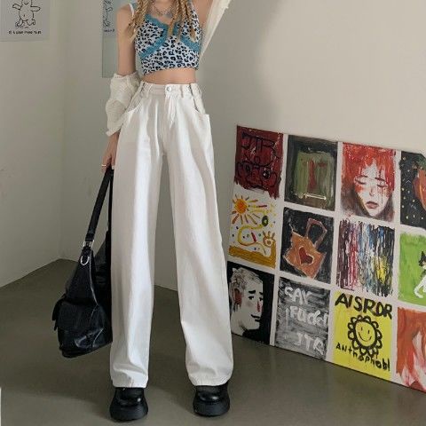 COZOK Quần ống rộng lưng cao thời trang năng động