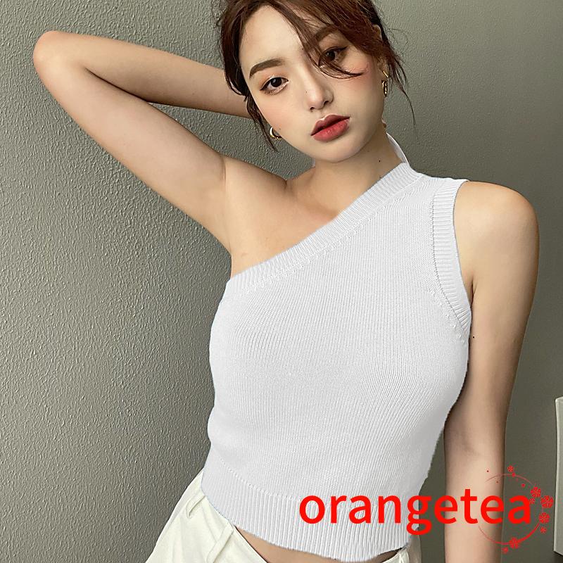 Áo Dệt Kim Trễ Vai Dáng Ôm Màu Trơn Thời Trang Cho Nữ
