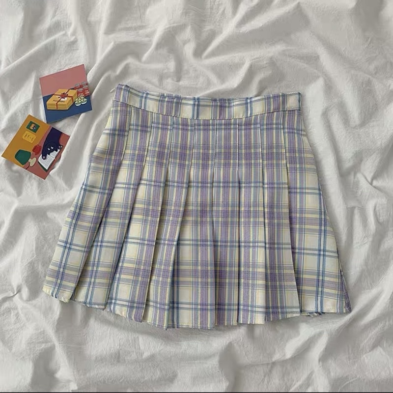 Chân váy ngắn xếp ly kẻ caro phong cách nữ, cạp cao, aimeecloset.vn ảnh thật | BigBuy360 - bigbuy360.vn