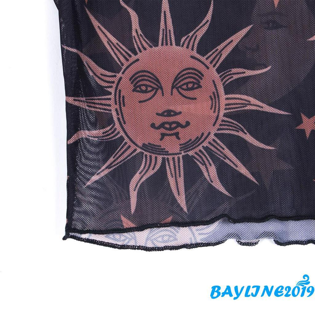 Áo lửng xuyên thấu họa tiết mặt trăng ngôi sao