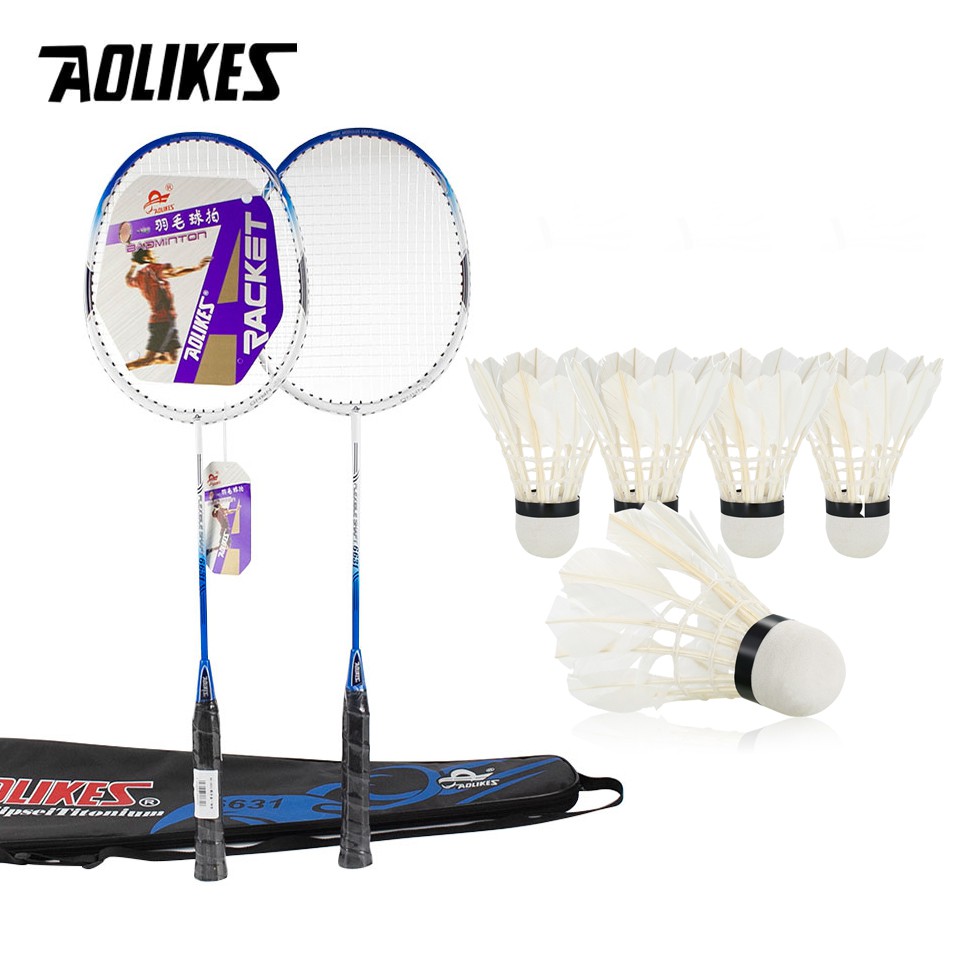 [Mã MABRHV155 giảm 15% đơn 250K] Combo 2 vợt cầu lông AOLIKES A-6631 và hộp 5 quả cầu cao cấp