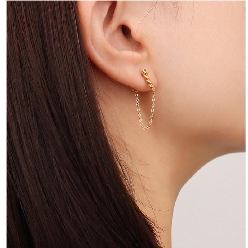 Bông Tai Dây Tua Rua Cá Tính Titan Ko Han Rỉ TT 4019