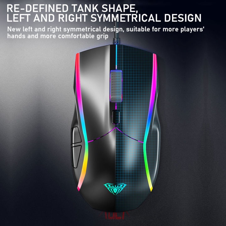 CHUỘT MÁY TÍNH GAMING DÙNG ĐƯỢC CHO LAPTOP VÀ PC MÀU ĐEN LED KẾT NỐI CÓ DÂY USB AULA F830 S13