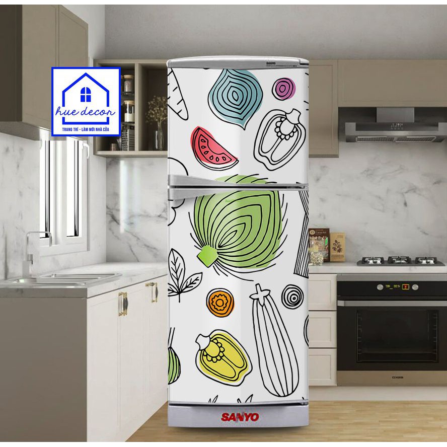 Trang trí tủ lạnh cũ - Miếng dán chuyên dụng tủ lạnh rau củ vintage HUE DECOR siêu bền, chống nước
