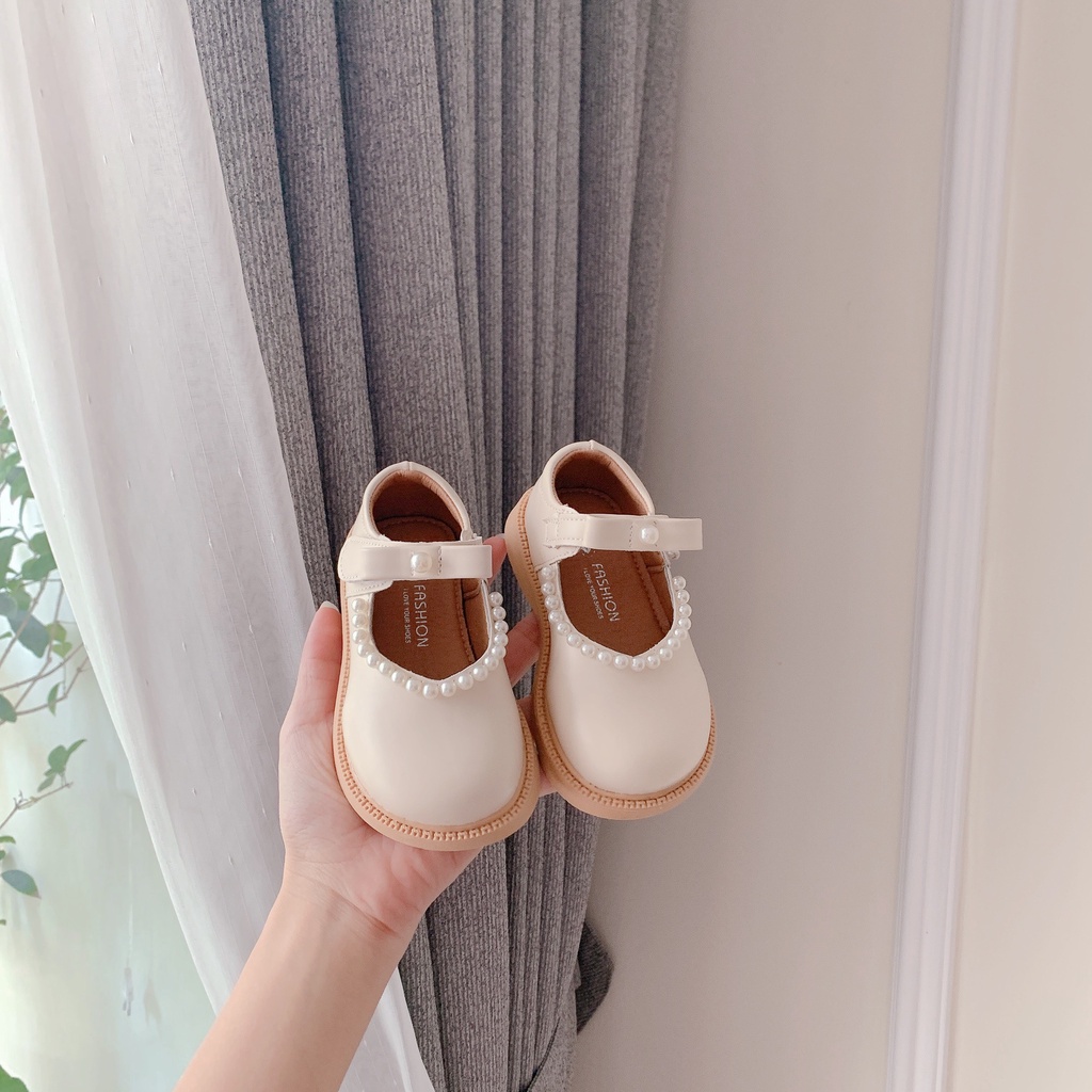 Giày Bé Gái - Giày búp bê da mềm phong cách Vintage Hàn Quốc có quai dán BB444 (có ảnh thật)