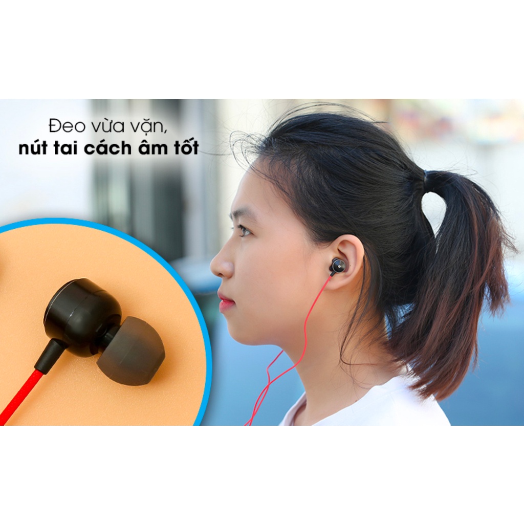 Tai Nghe Rapoo EP28 Màu Đỏ Nhét Tai Sport Đàm Thoại - Bảo Hành 2 Năm 1 Đổi 1