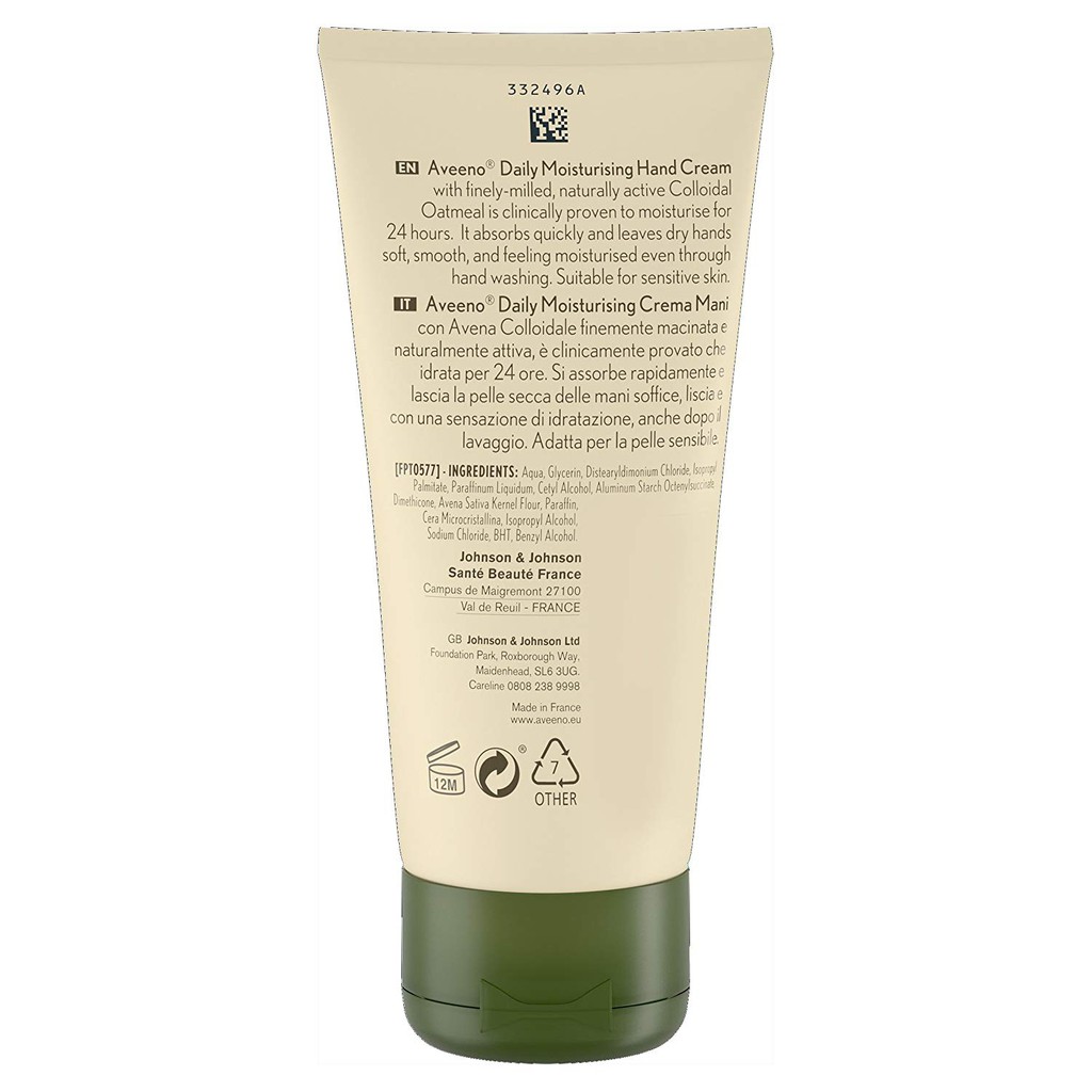 Kem dưỡng da tay Aveeno Daily Moisturising Hand Cream 75 ml – Găng tay bảo vệ rửa tay thường xuyên