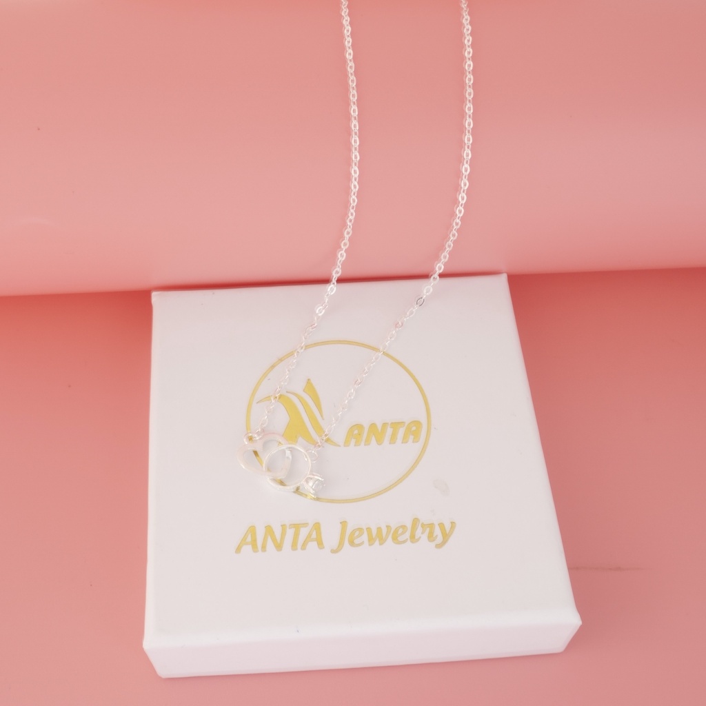 Dây chuyền bạc ATJ2293M mặt liền trái tim kẹp nhẫn ANTA Jewelry