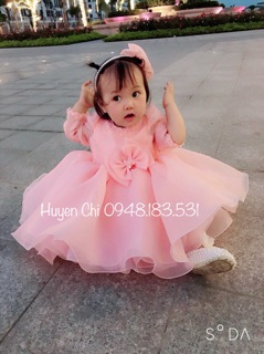 Váy công chúa voan siêu phồng kèm cài tóc