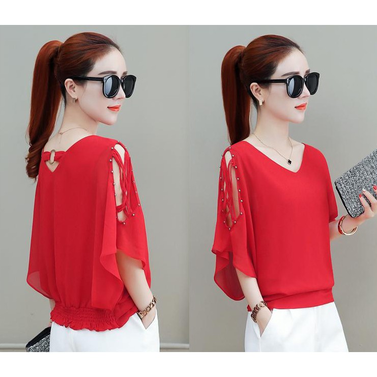 Áo Cổ Tim Tay Đính Hạt V-SM0KW9