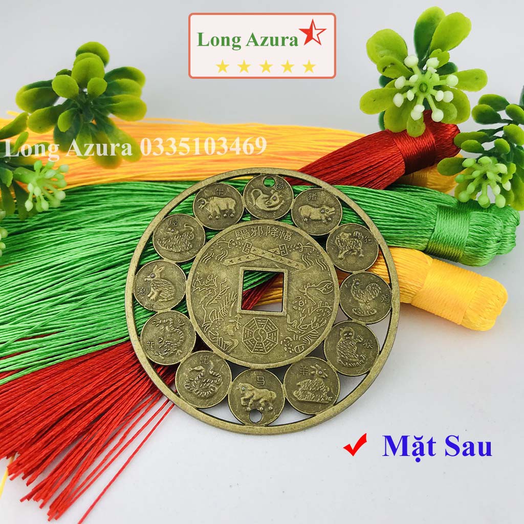 Đồng xu phong thủy, đồng xu 12 con giáp, đồng, 5,5cm, tài lộc, may mắn
