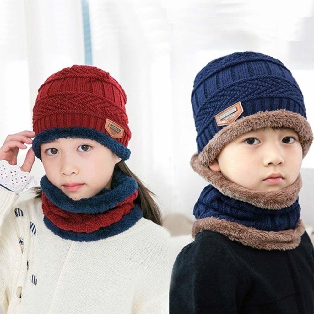 Set Mũ Len Kèm Khăn Choàng Cổ Dày Dặn Thoải Mái Cho Bé