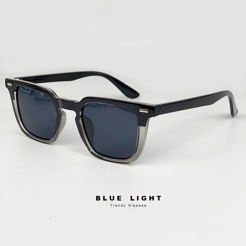 Kính Râm, Kính Mát Nam Nữ, Mắt Vuông To Góc Cạnh, Phối Màu Đen, Nâu Trà Ombre Độc Lạ, Thời Trang - BLUE LIGHT