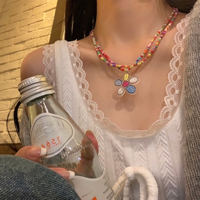 Vòng cổ Chuỗi Hạt Nhiều Màu Phong Cách Harajuku Ngọt Ngào