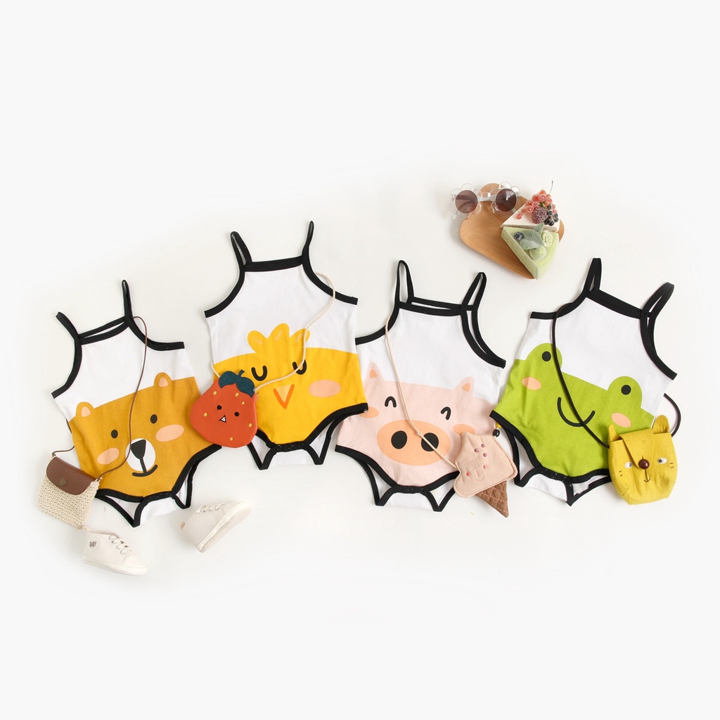 Sanlutoz Mùa hè Đứa bé Áo liền quần Không tay Bông Hoạt hình Dễ thương