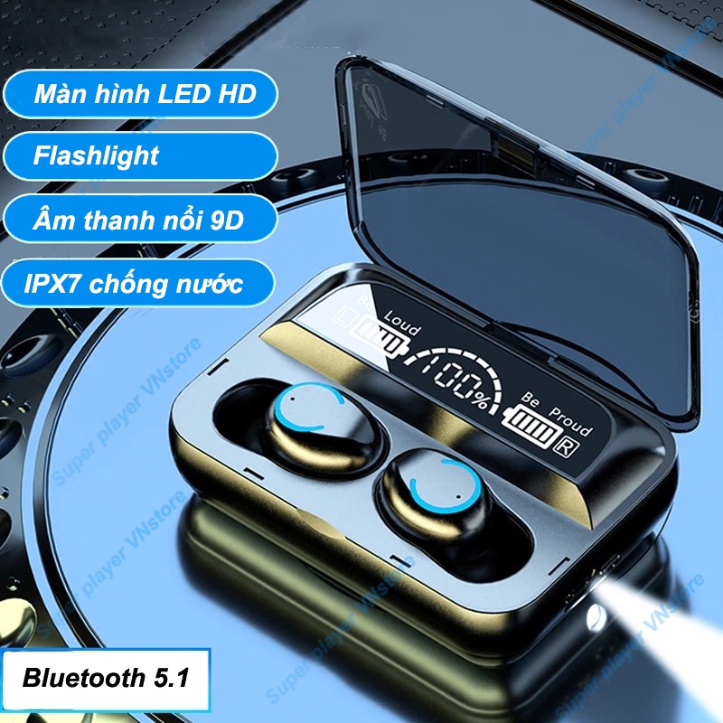Tai nghe bluetooth chống ồn 5.1 TWS / có đèn pin /ipx7 tai nghe bluetooth chống nước