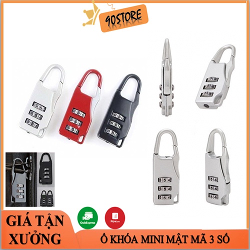 Ổ khóa bảo mật 3 con số mini KHÓA VALI, BALO,HÀNH LÝ nhỏ gọn dễ thương