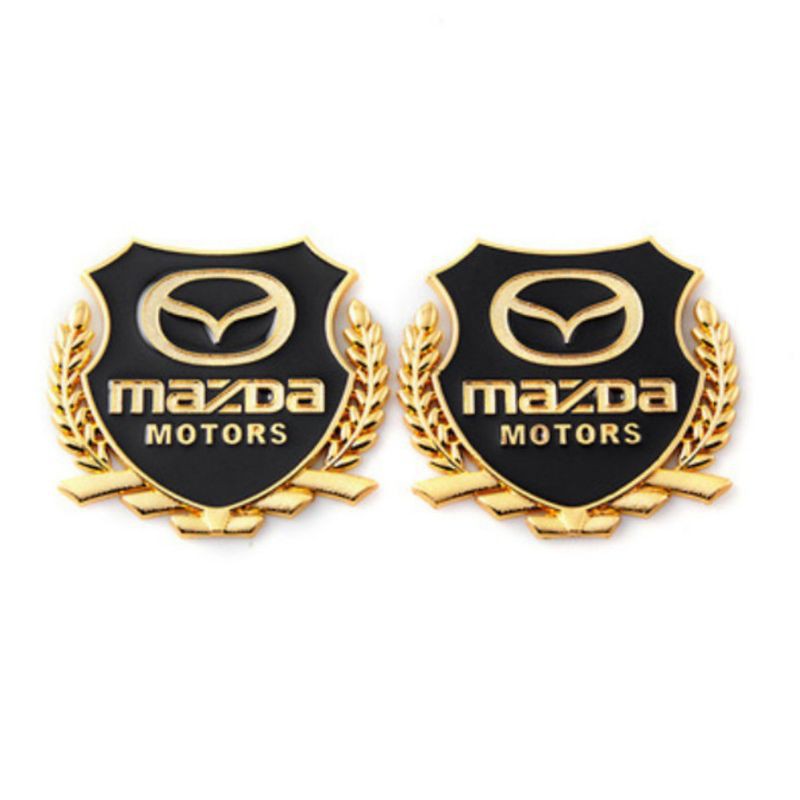 Bộ 2 logo bông lúa chất liệu hợp kim đồng hãng xe MAZDA