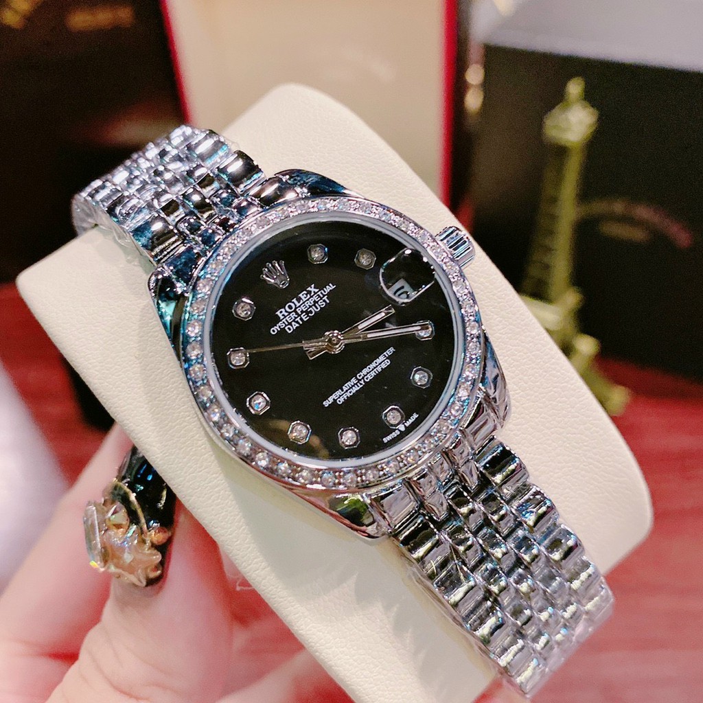 Đồng Hồ Nữ Đeo Tay ROLEX Cao Cấp Mặt Kính Chống Nước Dây Kim Loại Đính Đá Cực Đẹp Nữ Tính | BigBuy360 - bigbuy360.vn