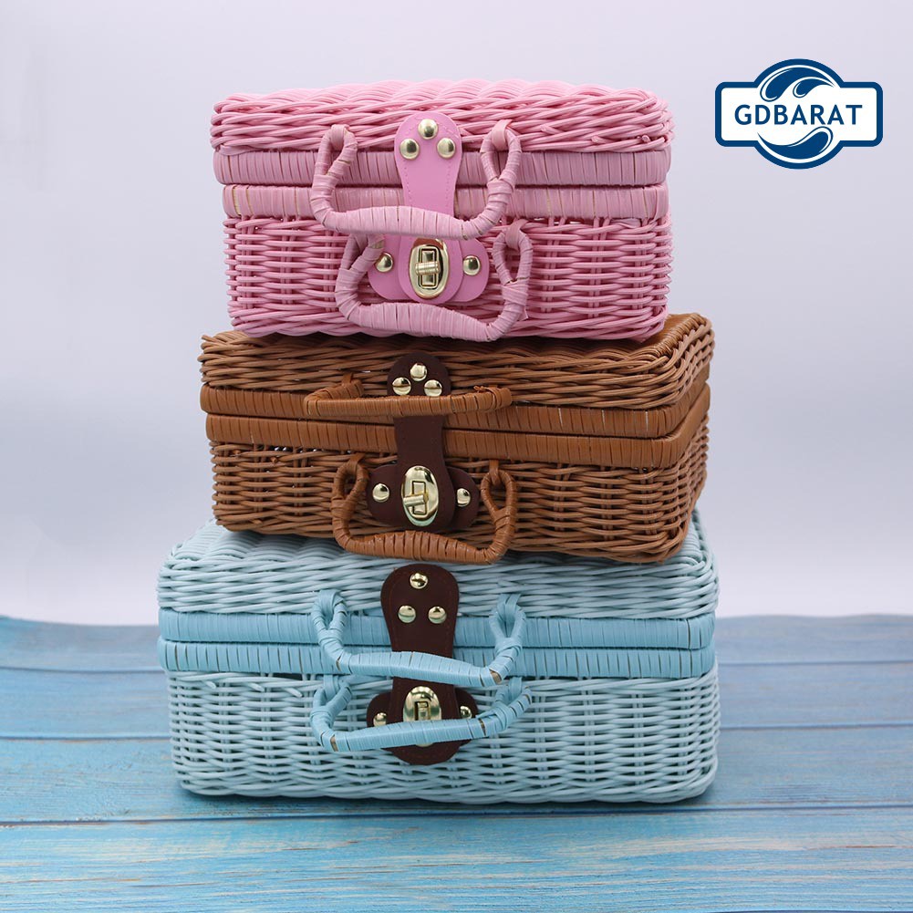 Giỏ Mây Đựng Đồ Trang Điểm Phong Cách Vintage Độc Đáo Với Nhiều Kích Thước