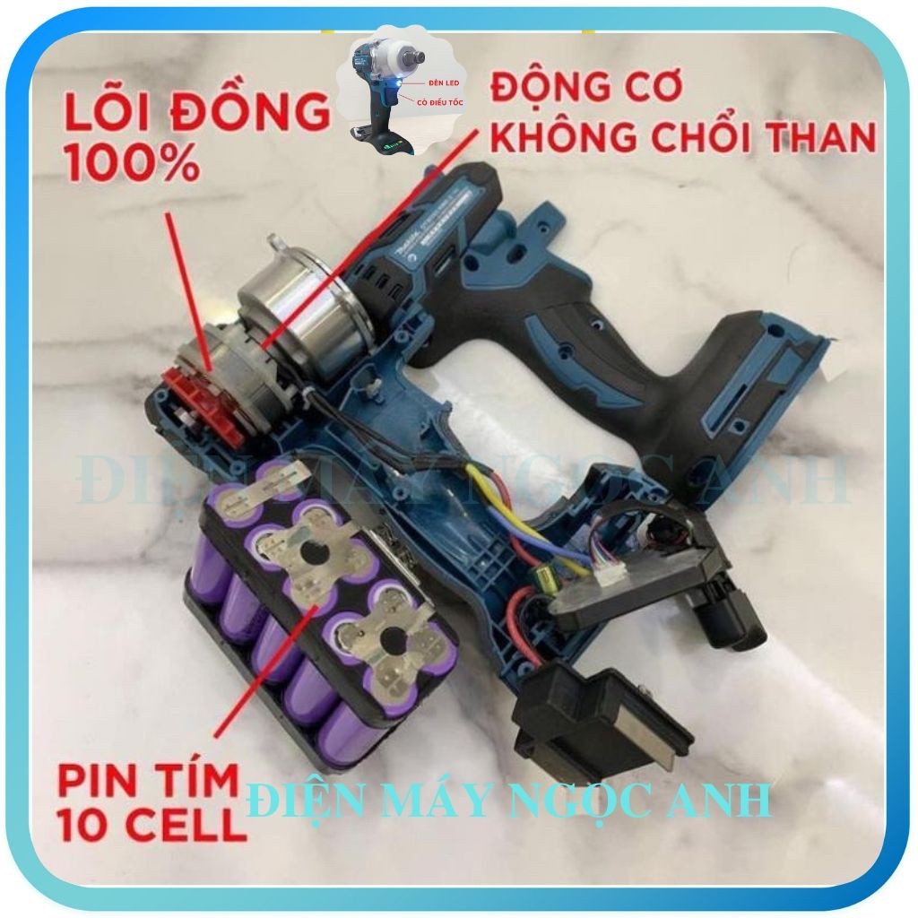 Máy siết bulong pin bắn vặn ốc vít bu lông total không chổi than MAKITA 118V chính hãng- FULL BOX 2 PIN CHUẨN 10 CELL