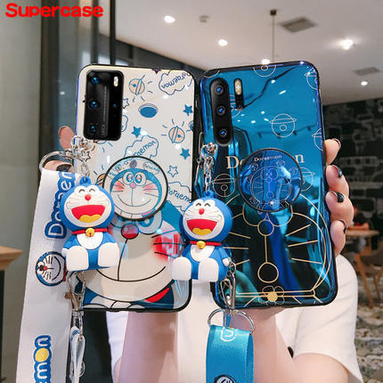 Cartoon doraemon Phone Case Samsung Galaxy A80 A90 M51 Note 20 Ultra M31 M21 A11 M11 M80s A91 M60s A81 Note 10 S10 Lite A31 A71 A51 A10 A70 A50 A20 A30 S10 Plus Soft Couple Cover With Holder Stand Lanyard