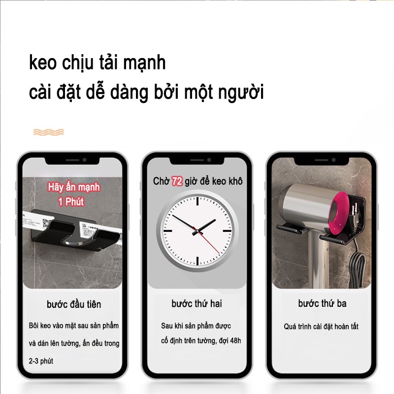 Giá giữ máy sấy tóc GUANCHUANG gắn tường đa năng tiện lợi