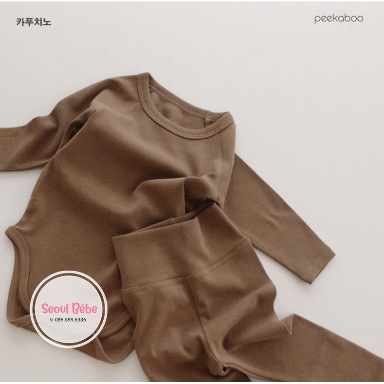 Bộ bodysuit basic cho bé đủ size bst Peekaboo made in Korea