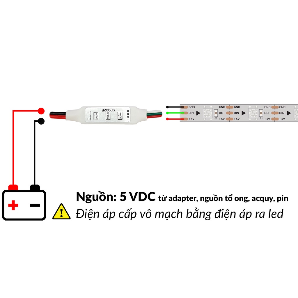 Mạch điều khiển Led WS2812 WS2811 3 nút SP002E 190 điểm ảnh