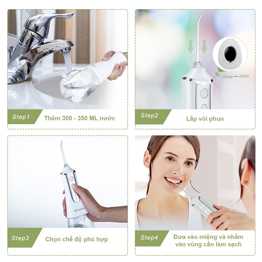 Máy tăm nước HC Hailicare Portable Oral Irrigator công nghệ Đức, Máy tăm nước vệ sinh răng miệng cao cấp