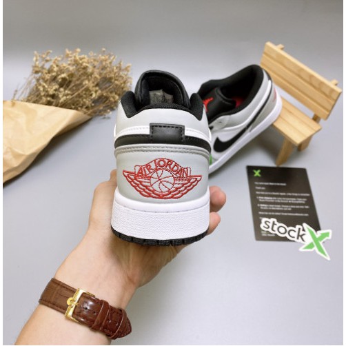 Giày Thể Thao Nam Nữ Jordan JD1  Xám Cổ Thấp Gót Thêu Chỉ Đỏ  Full Box | BigBuy360 - bigbuy360.vn