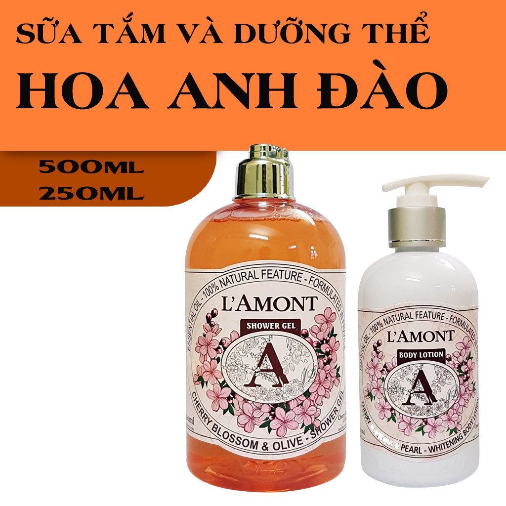 Combo Sữa Tắm và Sữa Dưỡng thể LAMONT En Provence Cherry Blossom Hoa Anh Đào 500ml và 250ml