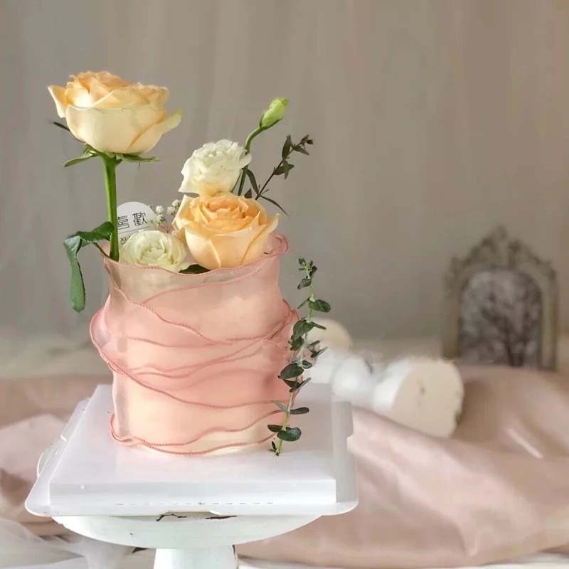 Cuộn Ruy Băng Organza Màu Trơn 40mm Dùng Trang Trí Bó Hoa / Tiệc Cưới DIY