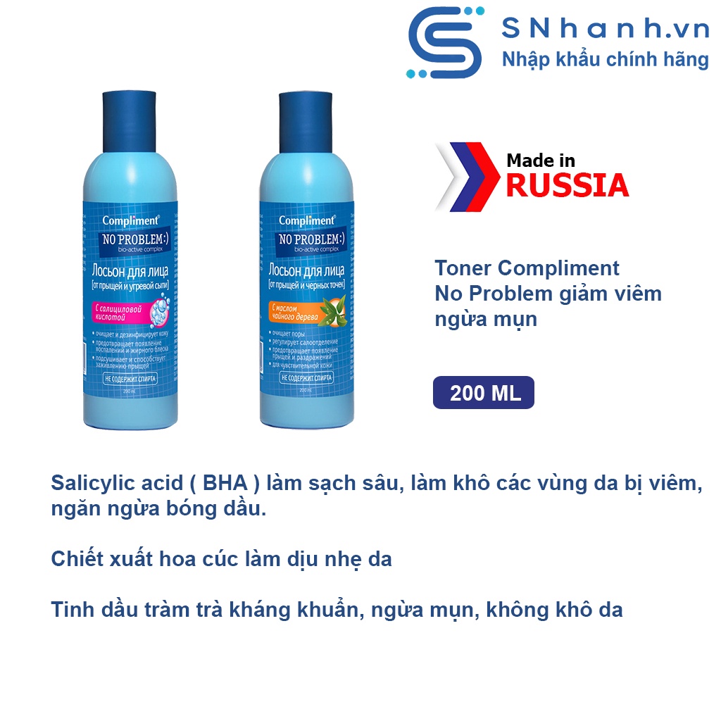 Toner Compliment No Problem giảm viêm, mụn 200ml